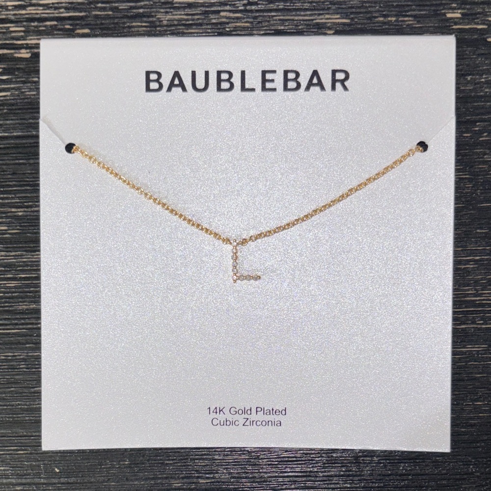 NWT BaubleBar “L” Initial Necklace